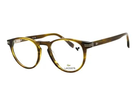 Montura Lacoste redonda de acetato verde oliva jaspeado